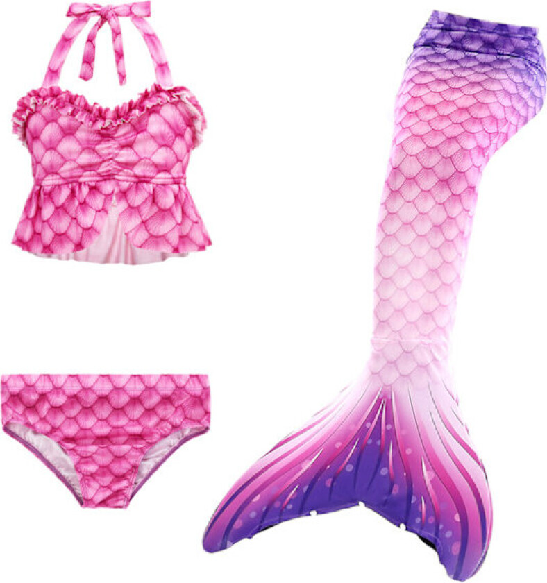 Jenter Havfruehale Badedrakt med Bikini Sett (Lilla)