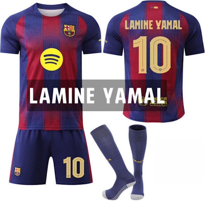 25-26 FC Barcelona Hjemmetrenings T-skjorte Nr. 10 LAMINE YAMAL T-skjorte Barn Voksen Fotballdrakt (Inkludert Sokker) - Perfekt NR.10 24