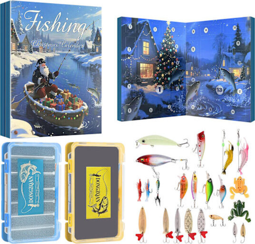 Fiskekalender, 24-dagers overraskelsesjulegave til fiskere Kalender Kreative fiskeentusiaster Julegavesett
