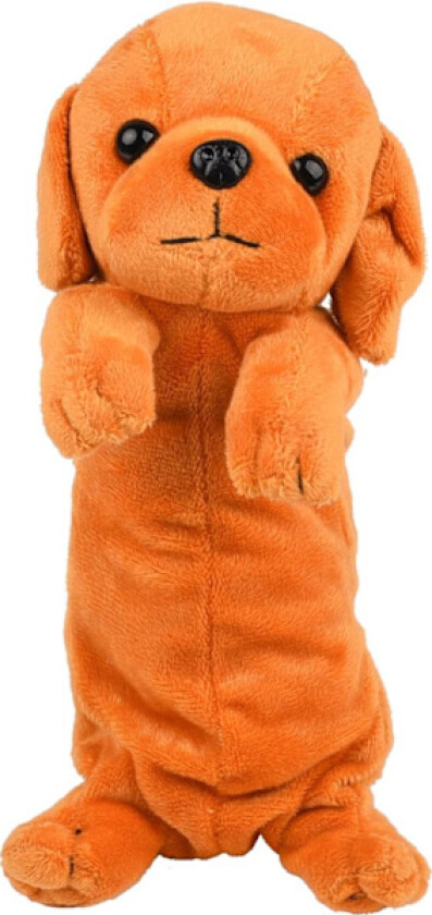 Hundeformet pennal 3D plysj dyrepenal Stasjonær oppbevaringsboks for skolemateriell