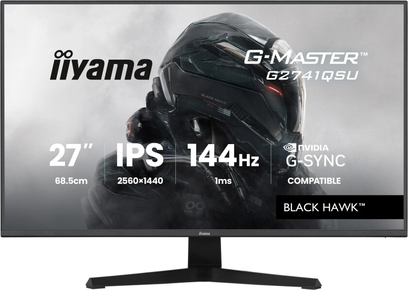G2741QSU-B1 Black Hawk Gaming Skjerm - 27" QHD, 2560x1440, 144Hz - Svart