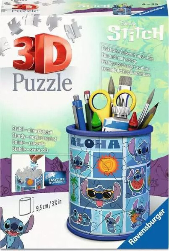 3D Puslespill - 54 Brikker, 6+ år - Disney Stitch Pennholder
