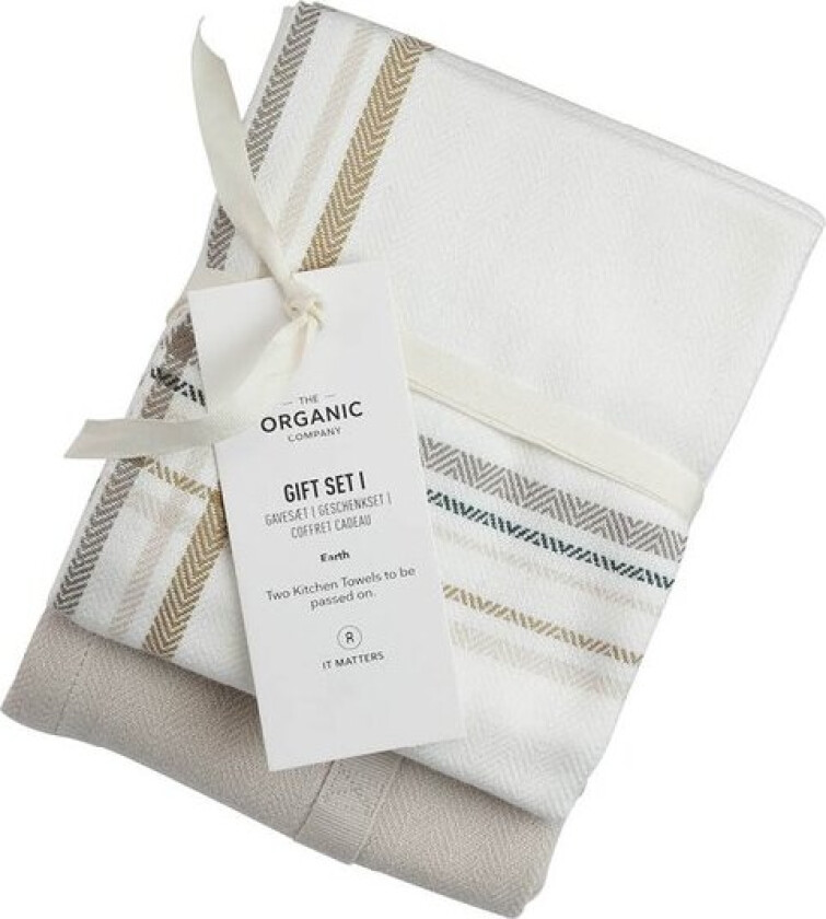 Gavepakke med kjøkkenhåndkle 53x86 cm 2 stk earth check