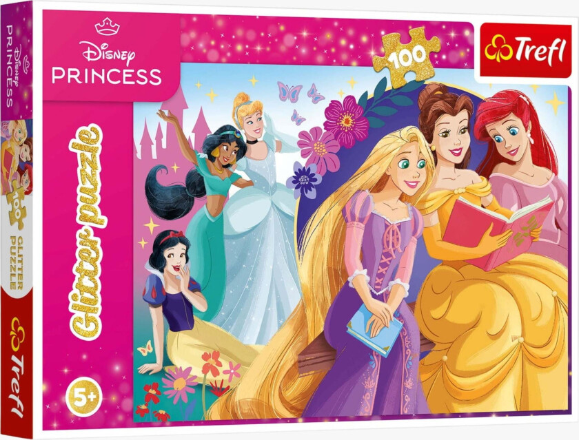 Disney Princess Glitter Puslespill 100 Brikker - Barnepuslespill