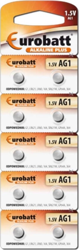 10-pakning knappcellebatteri AG1
