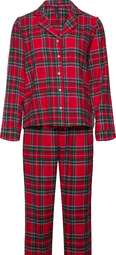 Flannel Twill Check pyjamas, rød, Størrelse: S, Kvinner