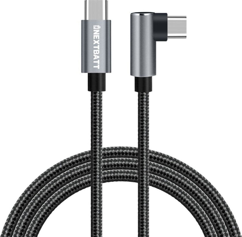 NEXTBATT USB-C til USB-C vinklet kabel 60W, 3m - Svart