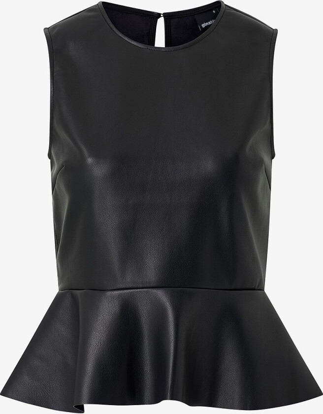 Topp Pu Peplum Top - Svart