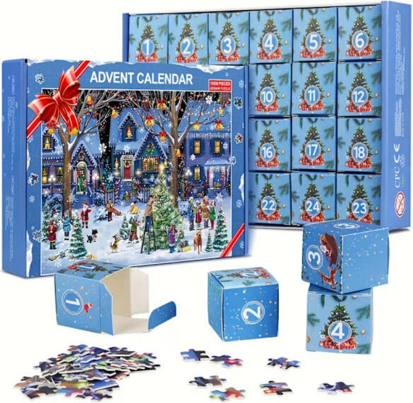2025 Julekalender Puslespill - 24-dagers nedtellingskalender til jul, 1008 brikkers puslespill
