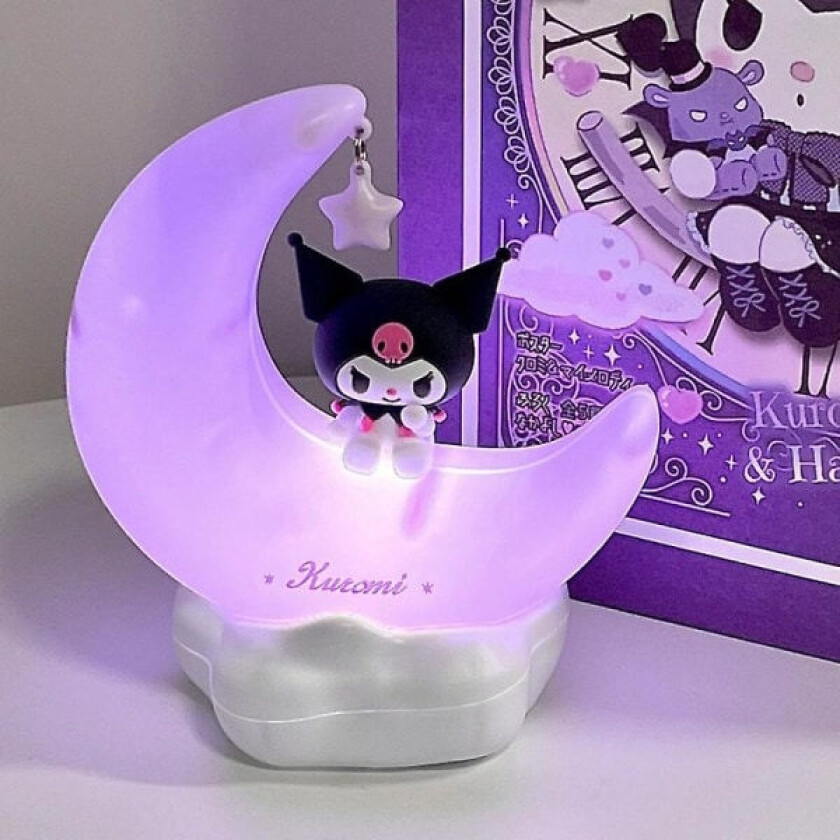 Sanrio Moon LED-lampe Anime Kuromi Cinnamonroll Kawaii Tilbehør Ornament Skjønnhet Soverom Nattlampe Sengeside Dekorasjon Kuromi med boks