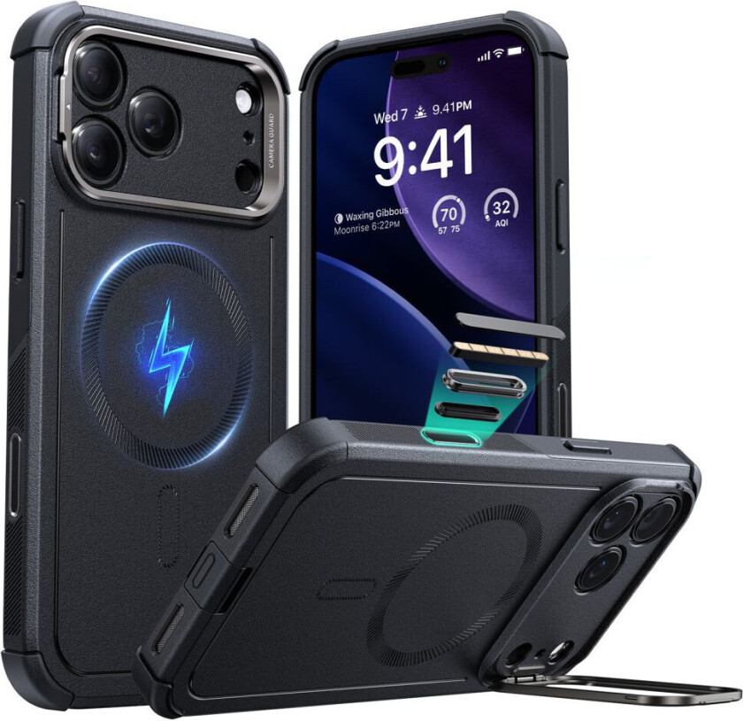 Cyber Kickstand MagSafe Deksel for iPhone 17 Pro - Svart