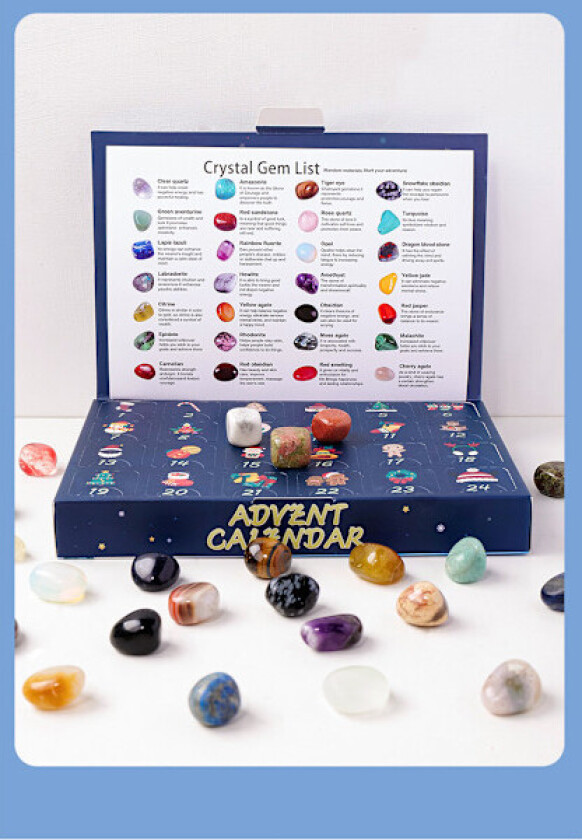 Julekalender med steiner - Adventskalender 24 steiner - Overraskelseskaleder jul for barn/voksne