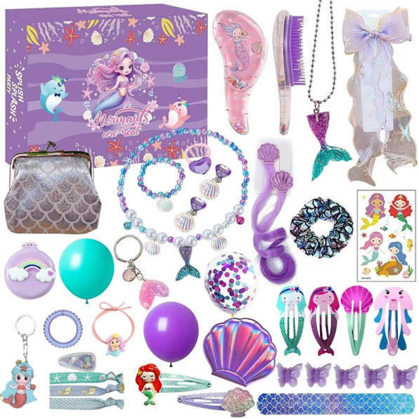 Julekalender - Havfrue Blind Box Gave, Julekalender, 24 dager med overraskelsesgaver, Beste gave til datter eller barnebarn