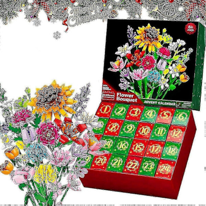 Egnet for Blomsterbukett Byggeklosser Julekalender, Jul 24 Dager Solsikkebukett Overraskelsesboks-jc 2025_yux