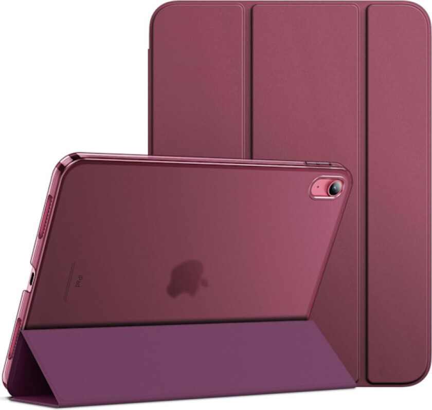 Etui for iPad (A16) 11./10. generasjon (2025/2022), Slim Stand Hardt Bakdeksel Auto Wake/Sleep Funksjon (Vinrød)