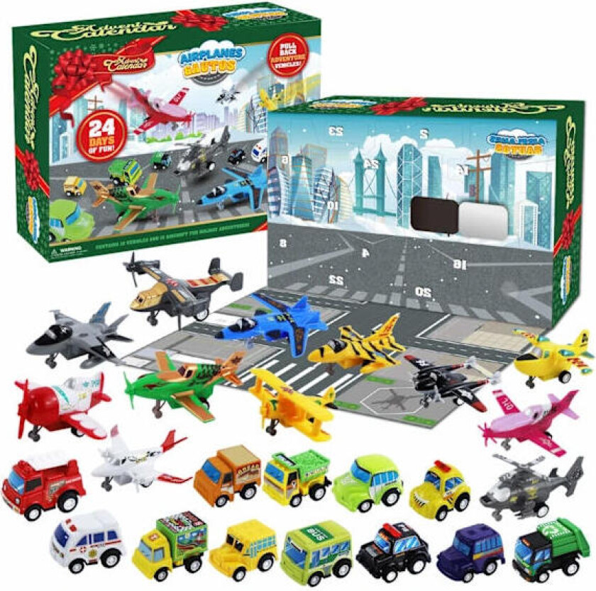 Adventskalendere Leker for Barn, Biler & Fly /-FM- 150 24stk (Biler + Fly) Julekalender
