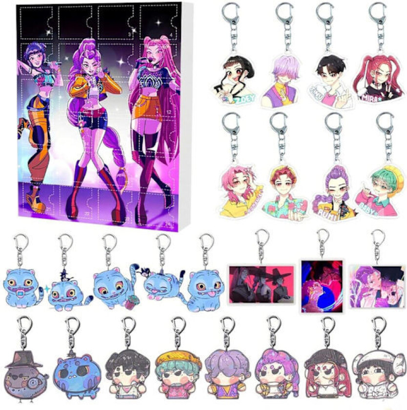 K-pop Demon Hunters Akryl Adventskalender Sett - 24 dagers overraskelsesgavepakke for fans og barn