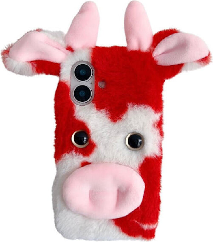 iPhone 16-etui Fluffy Cows Ear Mykt, fleksibelt og slankt telefondeksel - Rød