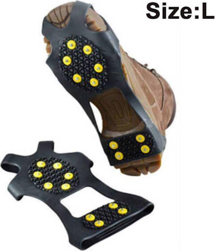Isbrodder, Issåler Traksjonsbrodder Sko og Støvler Gummi Snøsko Pigger Stegjern med 10 Stålpigger Hindrer Utendørsaktiviteter Fra
