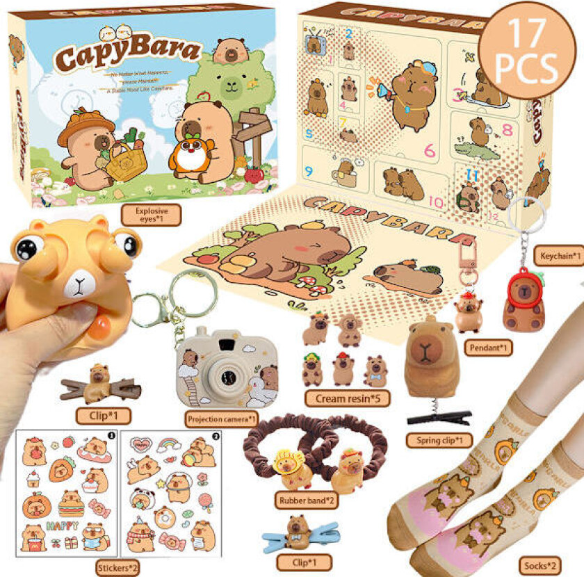 Julekalender 2025 Julegavekalender for jenter - Adventskalendertilbehør Julepynt Capibara