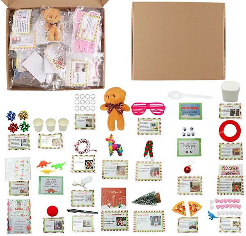 2023 Nissepakke 24 dager med jul, velg mellom 24 dager med morsomme aktiviteter og tilbehør med vår nisse (FMY)