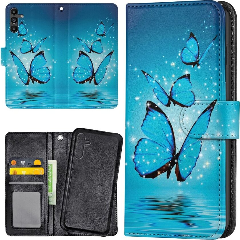 Samsung Galaxy S25 FE - Lommebok Deksel Glitrende Sommerfugler