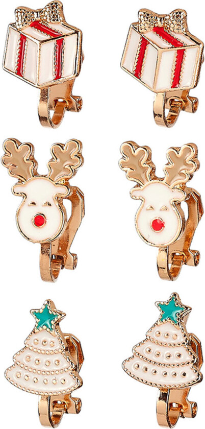 Øreklips - 3-pack - Jul - Hvit - - OneSize - Kostymer