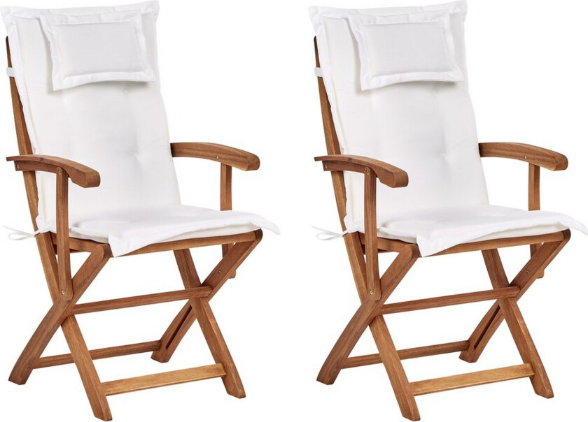 Hagestol sett med 2 Maui II - Lyst tre, off-white