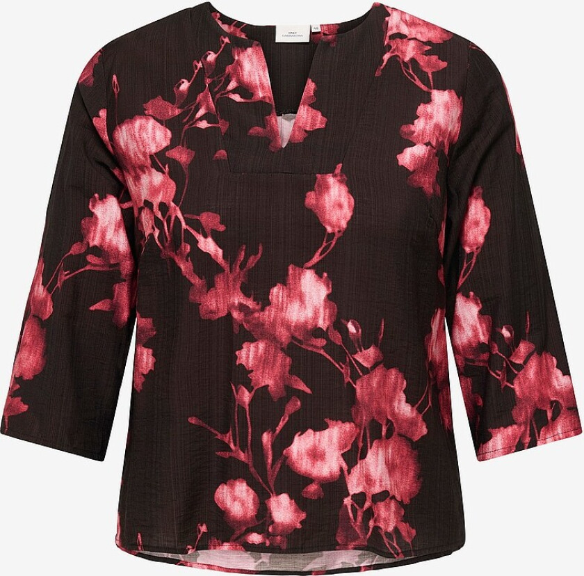 Topp carCamille 3/4 V-neck Top Aop - Svart