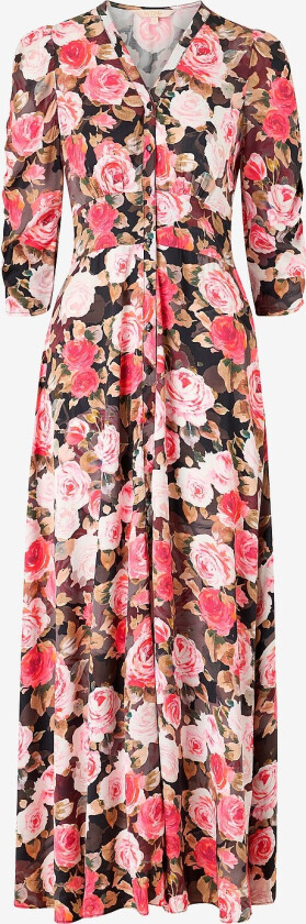 Maxikjole Satin Button-down - Svart