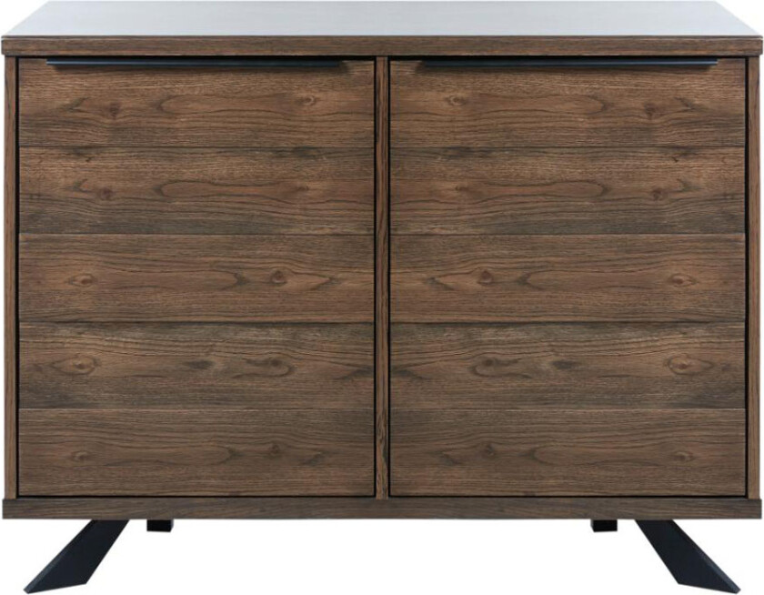 Kongelig skjenk, m. 2 dører og 2 hyller - røkt eikefiner/eik og sort metall (114x45)