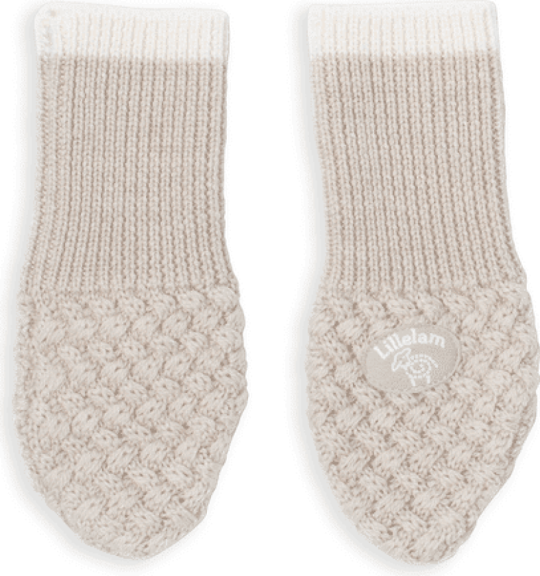 Classic votter i merinoull, Lys beige