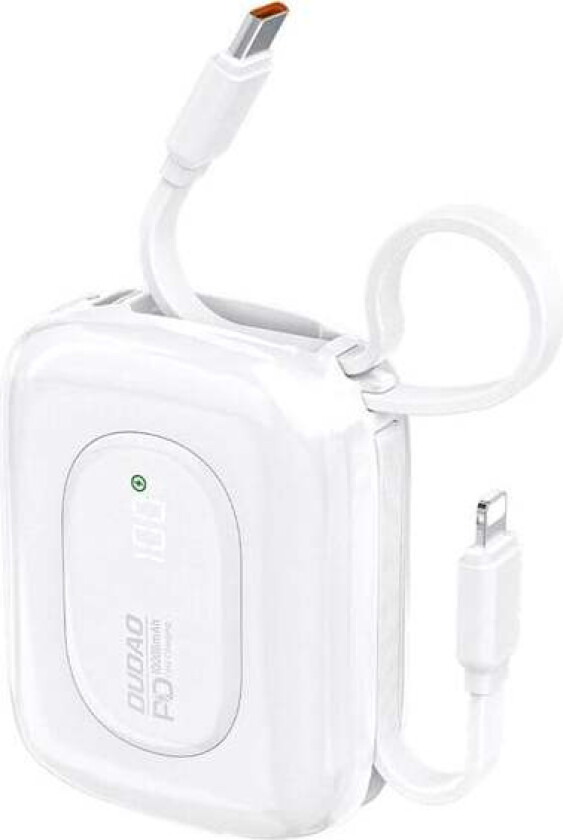 K32 22.5W 10000 mAh Powerbank with Built-in USB-C/ Lightning Cable - White Nødlader - Hvit - 10000 mAh