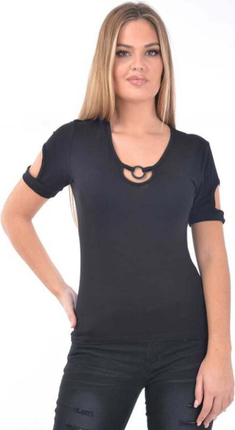 T-skjorte - Topp for Kvinner - Ari Solid - S til 4XL - Damer - svart