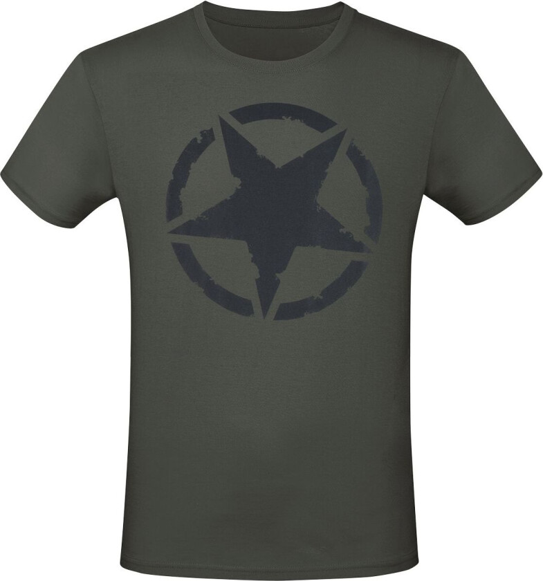 Rockabilly T-skjorte - Army star olive - S til 3XL - Herrer - olivengrønn