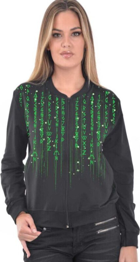Bomber jakke - Runetrix - S til XXL - Damer - svart-grønn