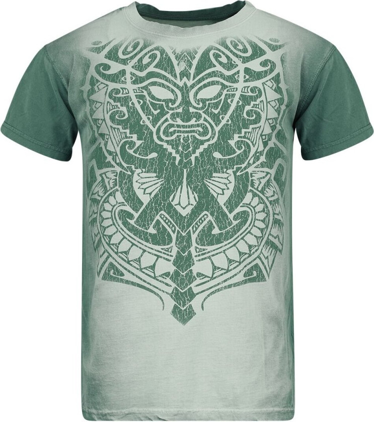 T-skjorte - Aztec Mask Tattoo - S til 4XL - Herrer - hvit-turkis