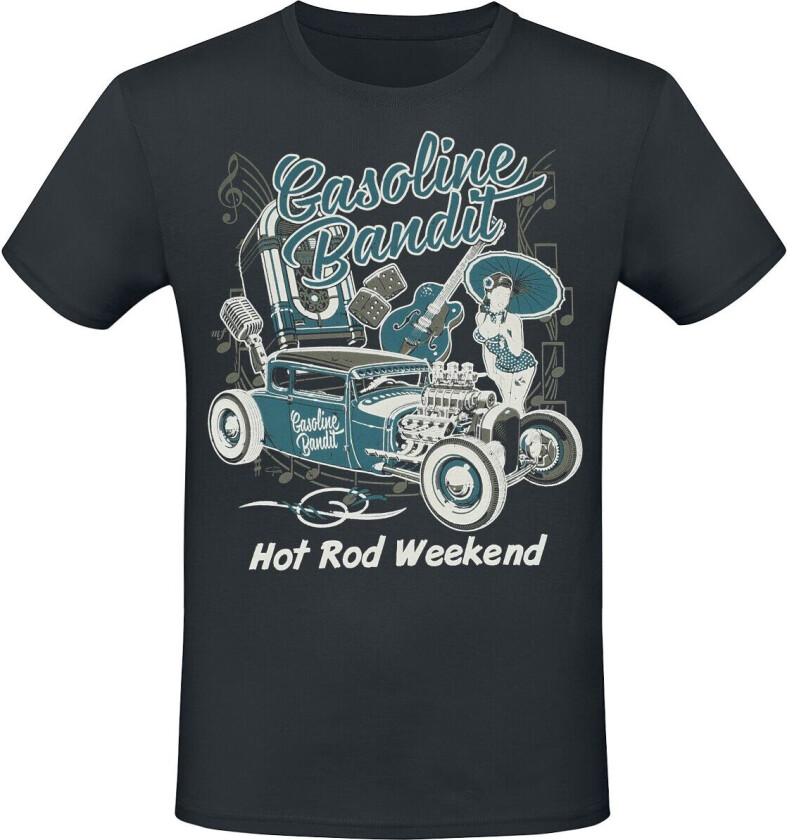 Rockabilly T-skjorte - Hot Rod Weekend - S til 4XL - Herrer - svart