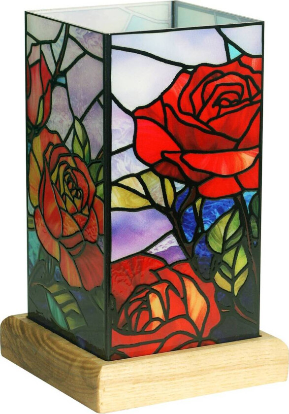 LED-bordlampe Art Light Rose, tresokkel, akryl, fargerik