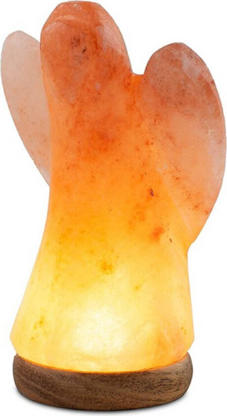 Saltlampe ENGEL liten, tresokkel, USB-tilkobling, ravfarget