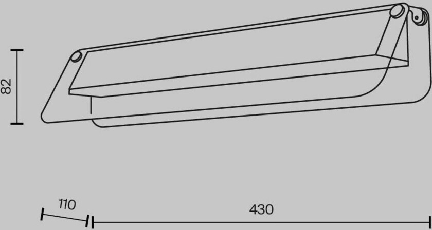 LED-vegglampe FLAT, grå/messing, bredde 43 cm, glass/metall