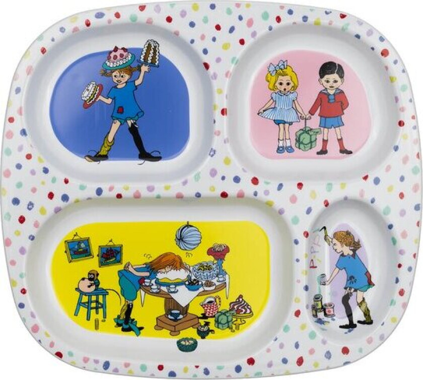 Pippi tallerken med 4 rom Bursdag