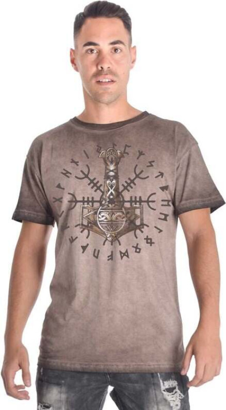 T-skjorte - Thor Hammer - T-skjorte for Menn - S til XXL - Herrer - brun