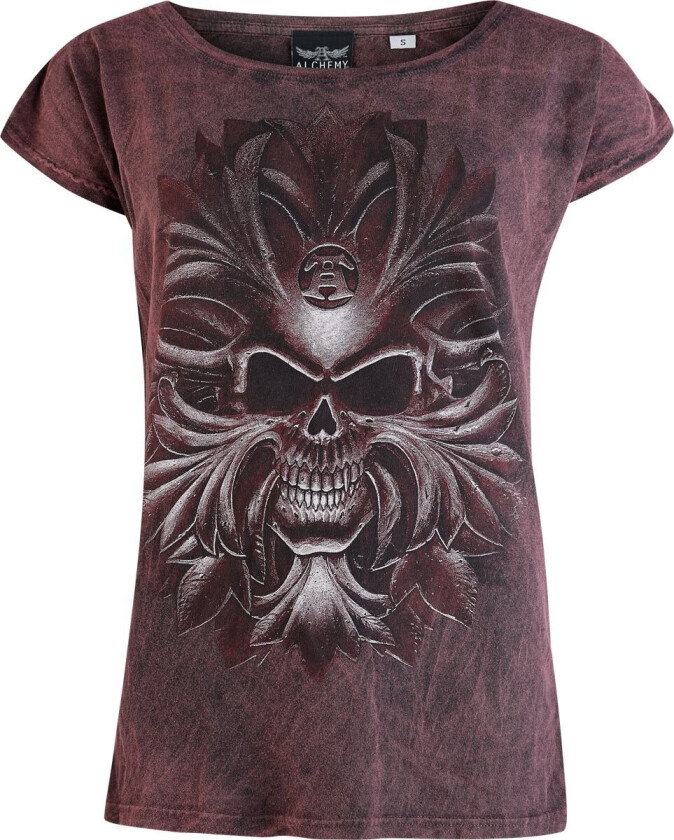 Goth T-skjorte - Gothic Skull - S til M - Damer - rød