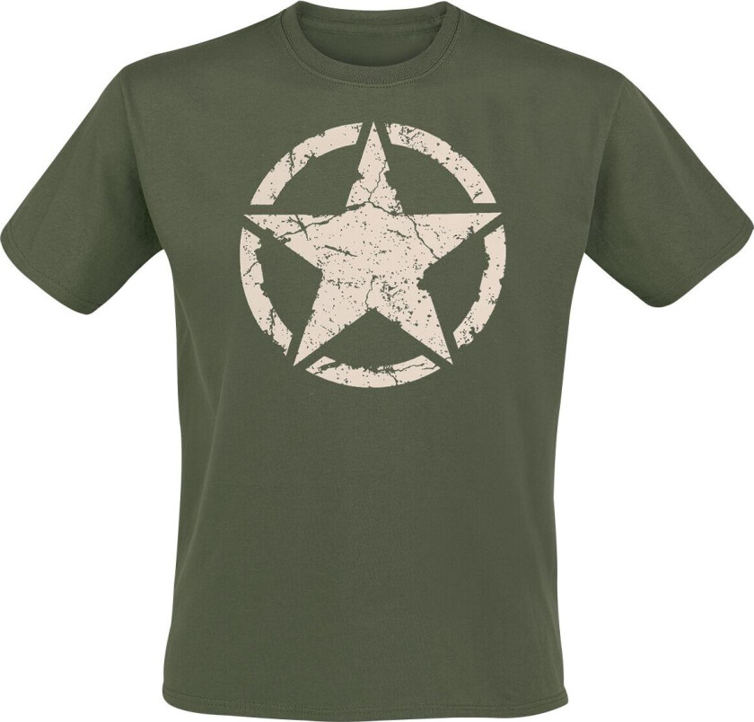 Rockabilly T-skjorte - Army star olive - S til 3XL - Herrer - olivengrønn