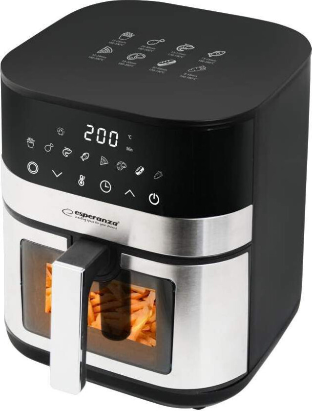 5L Airfryer med vindu – 8 programmer, oljefri matlaging