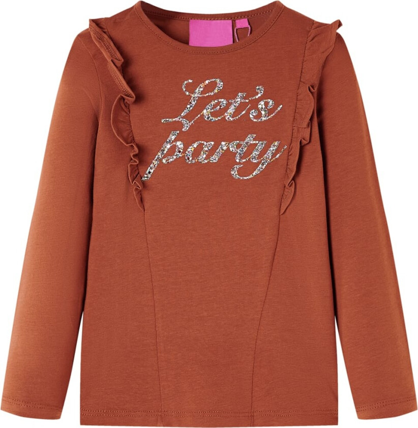 T-skjorte for barn med lange ermer konjakk 140