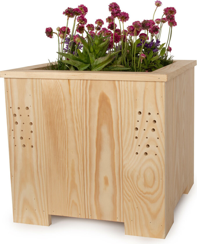 Plantekasse med insekthotell, firkant