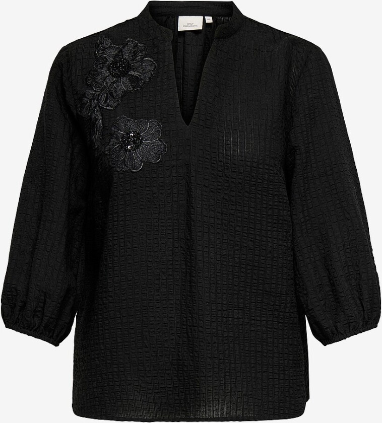 Topp carLyne 3/4 V-neck Top Wvn - Svart