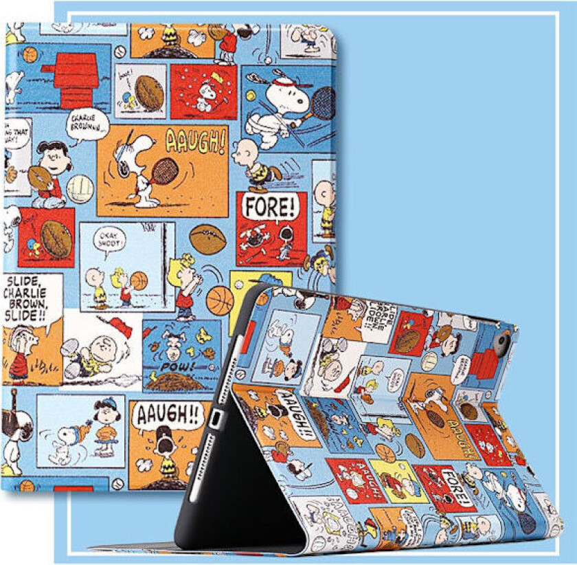 Stilig deksel for iPad 2019/2020 10.2\" blått rutenett Snoopy full pakke